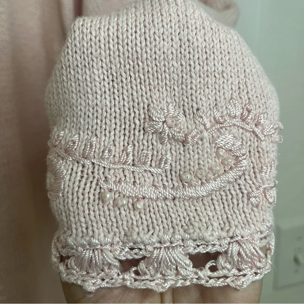 Venezia Light Pink Women's Cardigan Large Embroidered Detail Long Sleeve - Picture 10 of 15